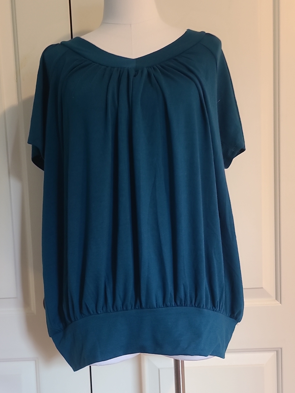 NWOT Zenana Peacock Blue V Neck Loose Blouse
